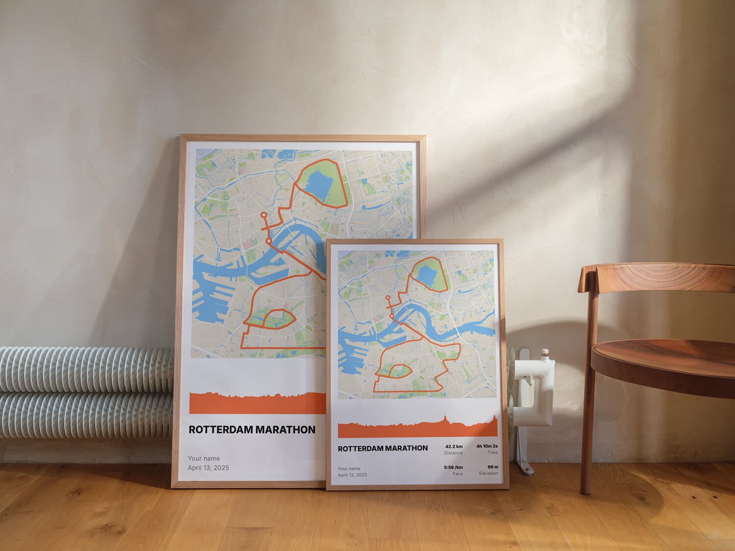 Route poster displayed in a real-life setting