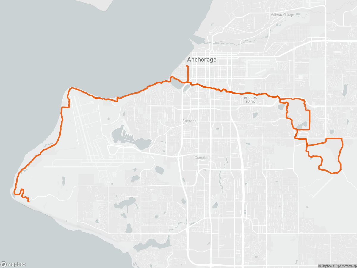 Mappa del percorso della Maratona di Anchorage Mayor's a Anchorage, AK, 42,2 km