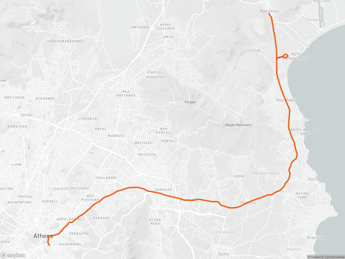 Streckenkarte des Athen-Marathon in Athens, 42,2 km