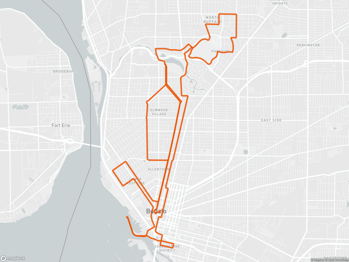 Streckenkarte des Buffalo-Marathon in Buffalo, NY, 26,2 mi