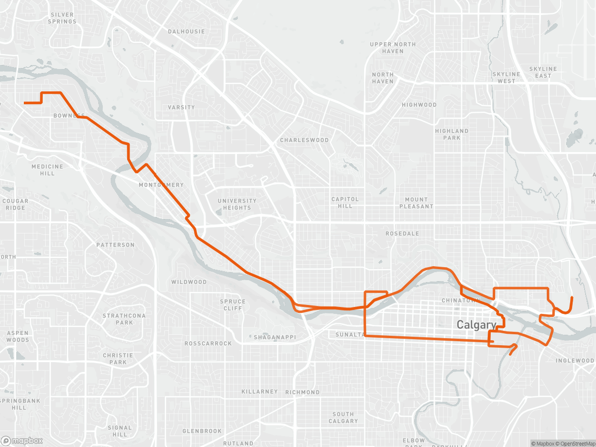 Rutekort over Calgary Marathon i Calgary, 42,2 km