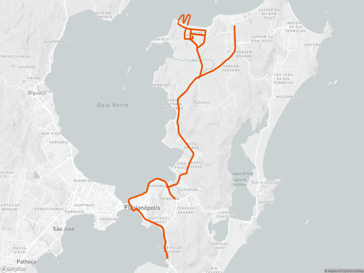 Route map of the Ironman Brazil course in Florianopolis, 226 km