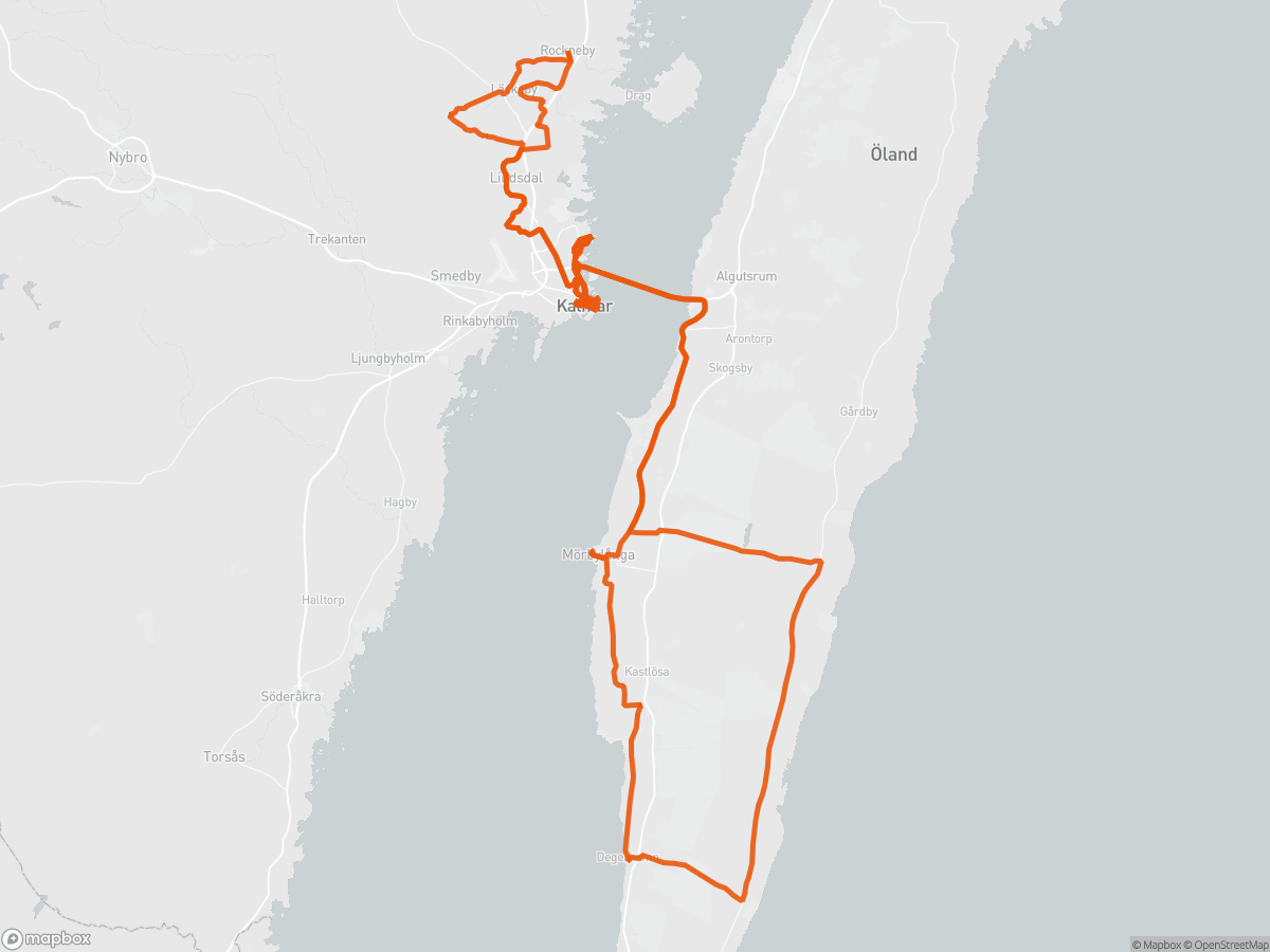 Route map of the Ironman Kalmar course in Kalmar, 226 km
