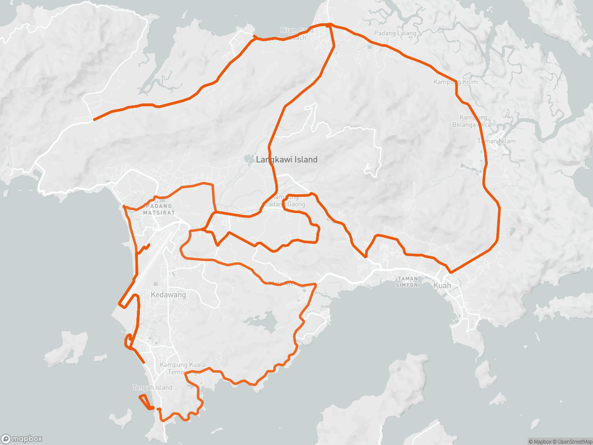 Route map of the Ironman Malaysia course in Langkawi, 226 km
