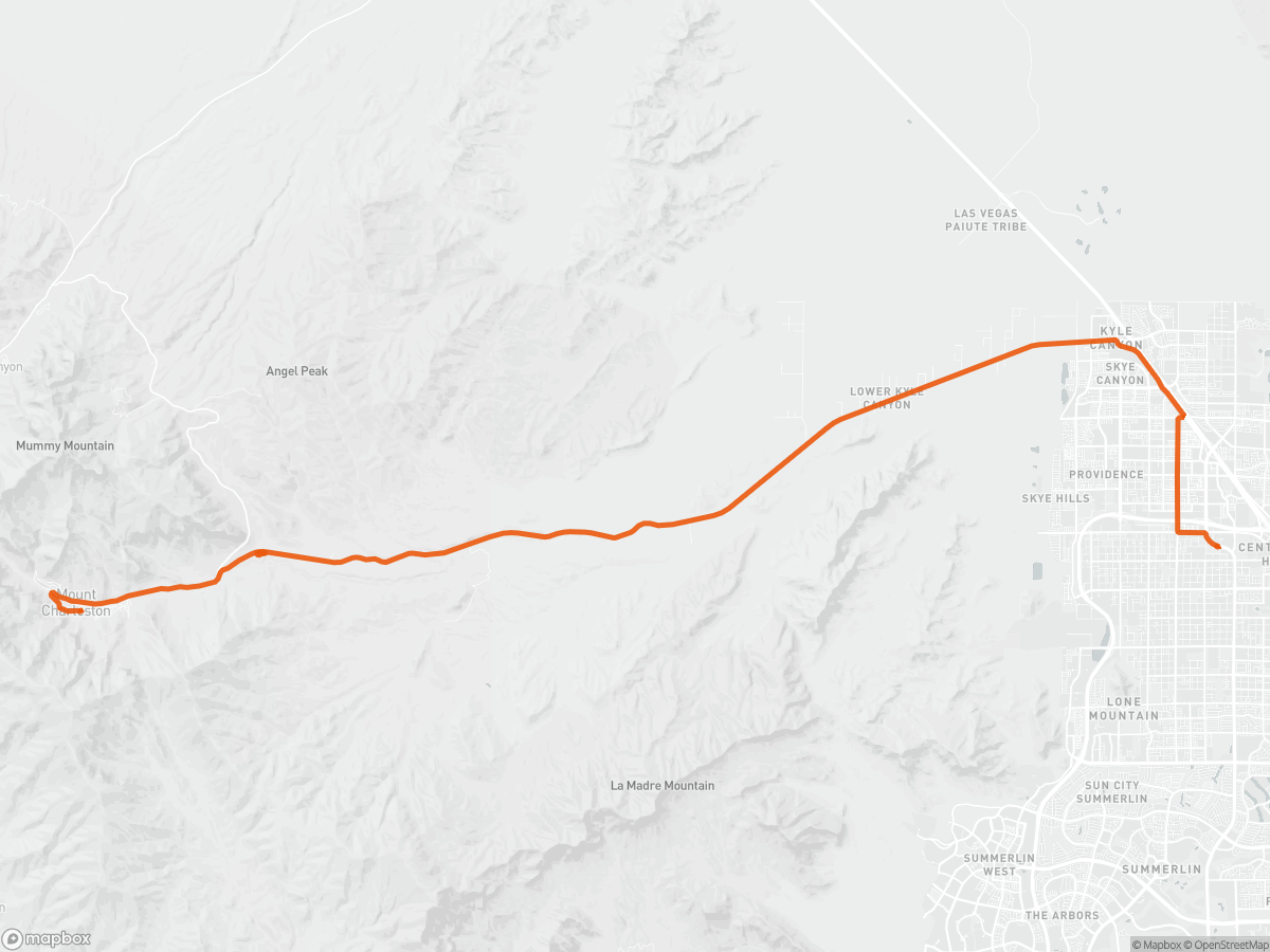Rutekort over Mt Charleston Marathon i Las Vegas, NV, 26,2 mi