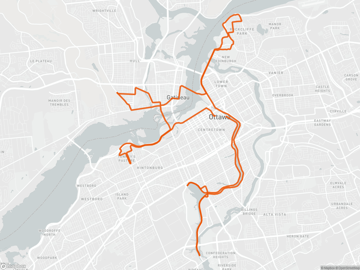 Streckenkarte des Ottawa-International-Marathon in Ottawa, 42,2 km