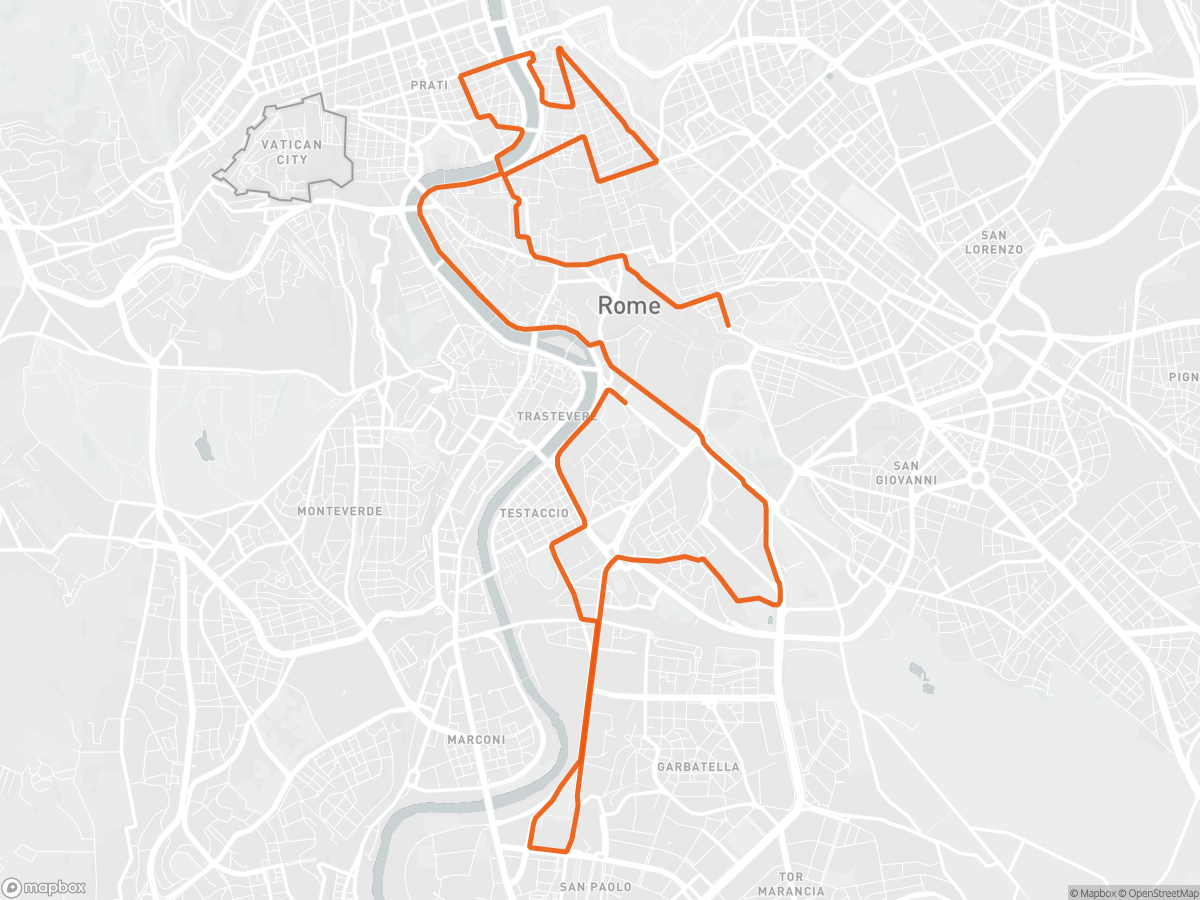 Mappa del percorso della Mezza Maratona di Roma a Rome, 13,1 mi
