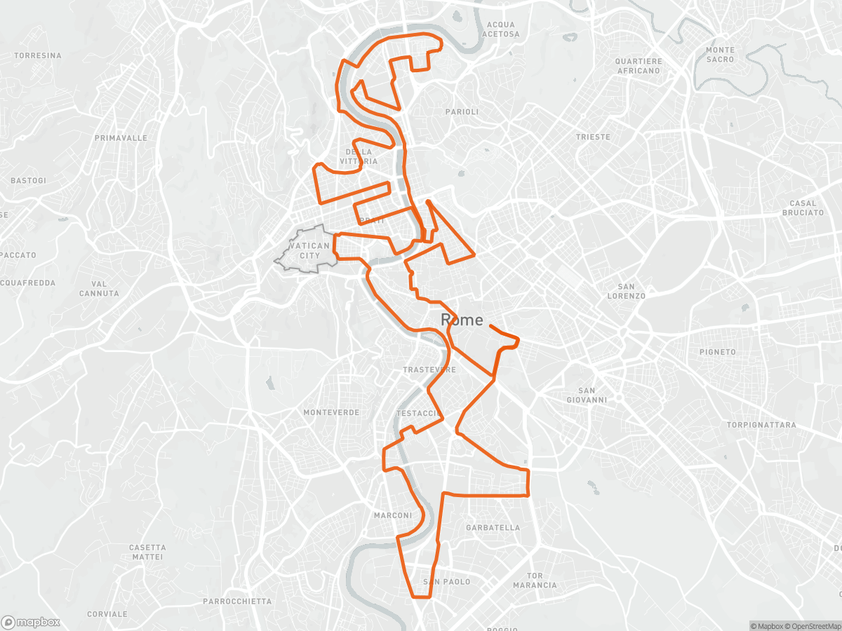 Carte du parcours du Marathon de Rome à Rome, 42,2 km