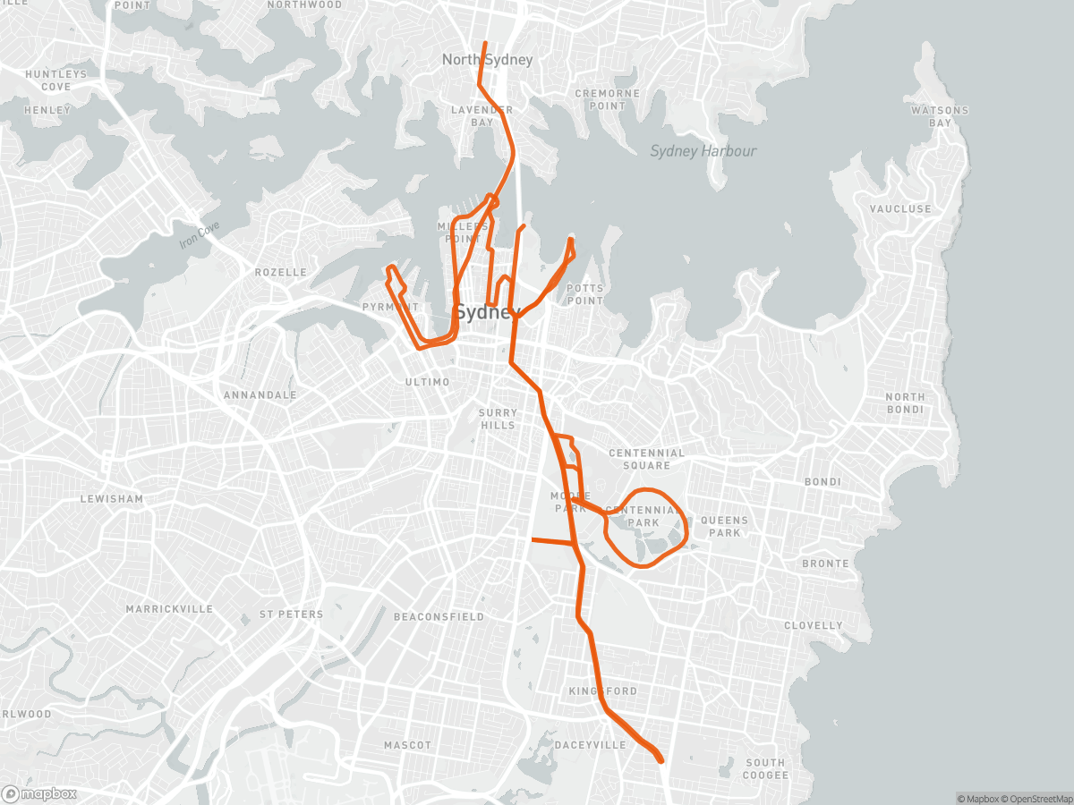 Carte du parcours du Marathon de Sydney à Sydney, 26,2 mi